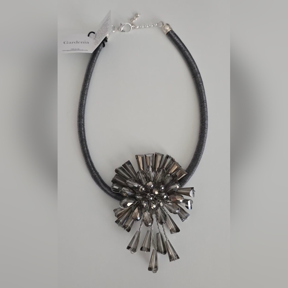Magnolia Jewelry - Smoky Gray Crystal Starburst Statement Necklace